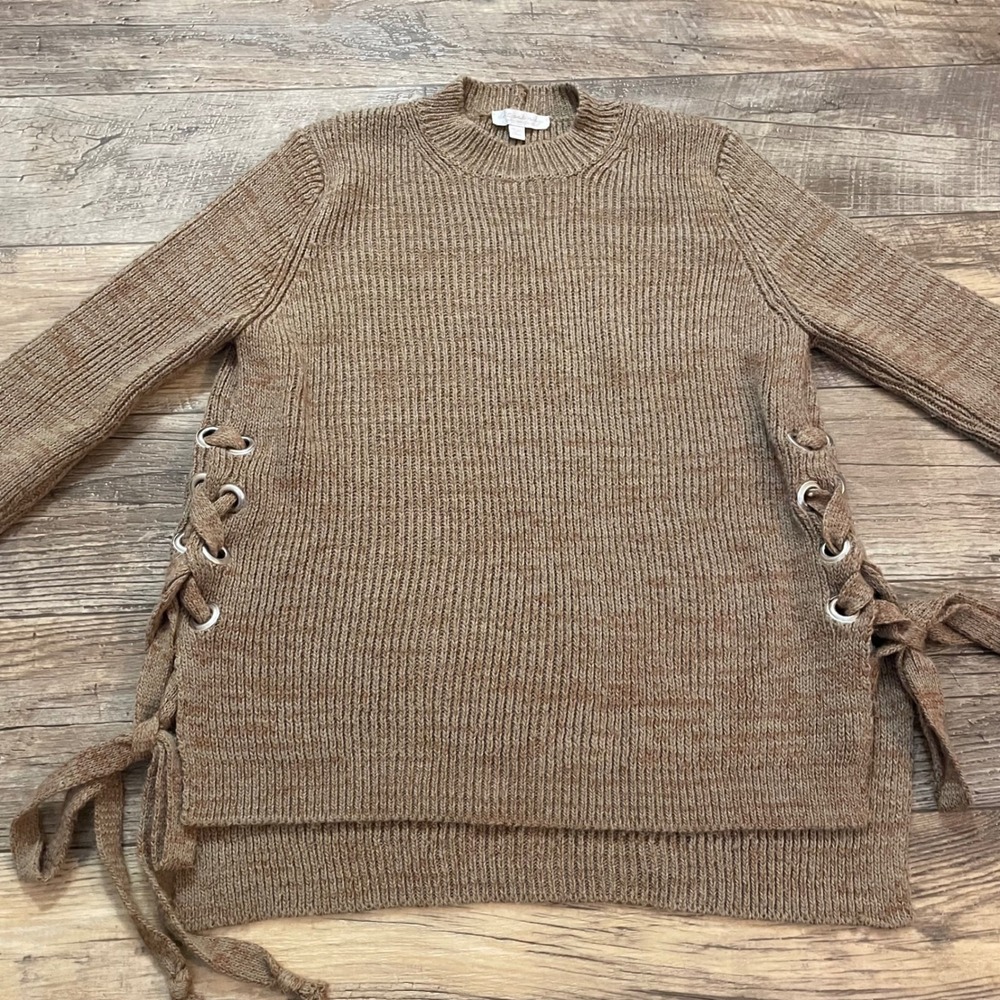 Don't‎ Ask Why American Eagle Brown Lace Up Side Knit Sweater Made in Italy O/S